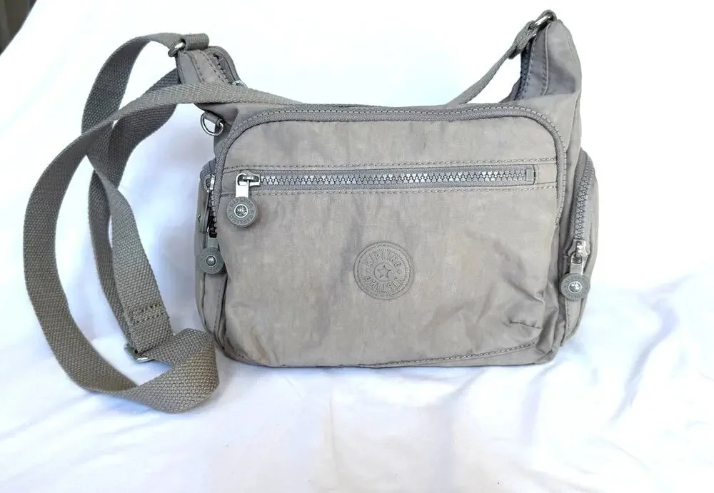 Kipling Gabbie Gray Gris Nylon Small Crossbody, Lightweight Travel Pockets